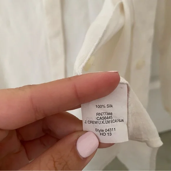 Madewell International 100% Silk White/Cream/Ivory Button Top Flap Pockets - Picture 6 of 7